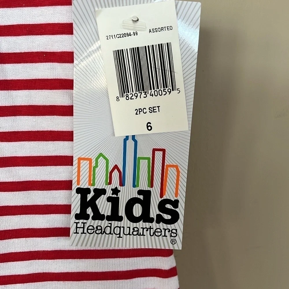 Brand New Kids Headquarters 2-Piece Girls Set Nautical Striped Anchor Patriotic